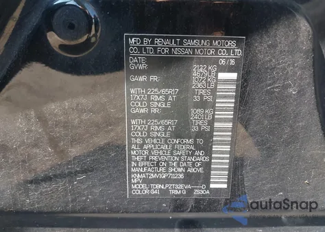 2016 Nissan Rogue S z USA, uszkodzony, nr VIN KNMAT2MV1GP711236